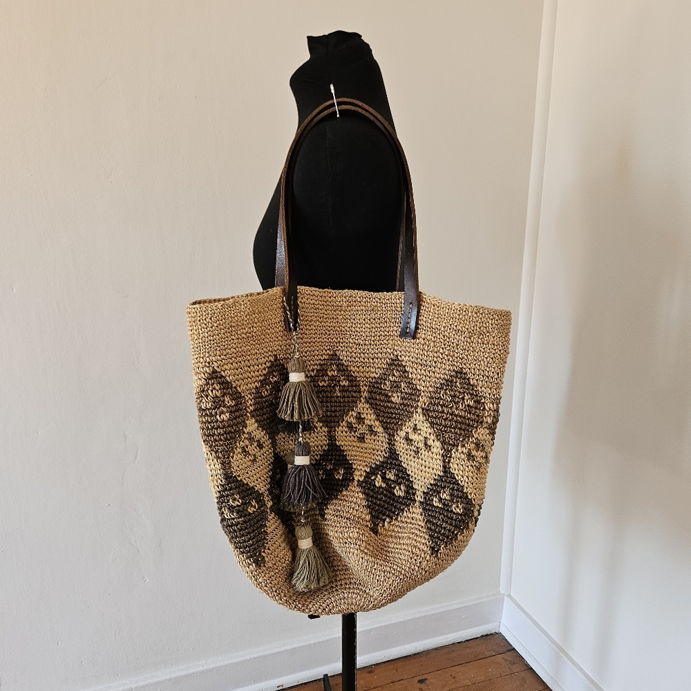 VGUC Ninakuru Natural Agave Woven Tote/Shoulder Bag